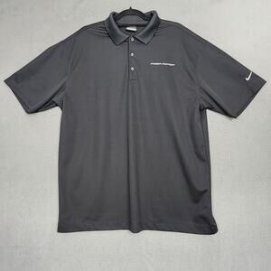 Nike Golf Polo Shirt Mens XL Black Dri-Fit Power Packer Logo 363807-010
